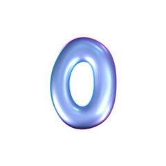 Wall Mural - 3d holographic liquid letter O in y2k style isolated on a white background. Render of 3d neon inflated iridescent alphabet with rainbow effect. 3d vector y2k hologram letter.
