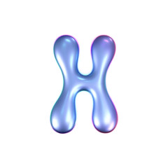 Wall Mural - 3d holographic liquid letter h in y2k style isolated on a white background. render of 3d neon inflat