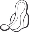 © Hanna Yemelianova - Doodle icon of sanitary menstrual pad isolated on white background. Line menstruation period logo illustration.