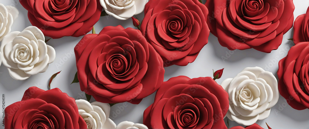3d wallpaper red roses flower luxury on abstract background print Stock ...