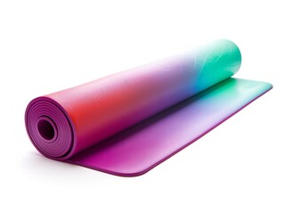 Sticker - Bright Yoga Mat Rolled Up Fitness Isolated on White Background AI Generated