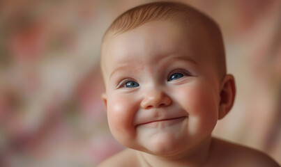 cute baby portrait with a funny smile