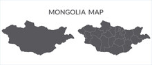 Mongolia Map. Map Of Mongolia In Set Grey Color
