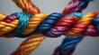 Team rope diverse strength connect partnership together teamwork unity communicate support. Strong diverse network rope team concept integrate braid color background cooperation empower power.Ai 