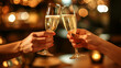 © B & G Media - 2 hands clink glasses with champanger