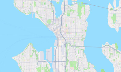 Wall Mural - Seattle Washington Map, Detailed Map of Seattle Washington