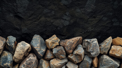 Poster - A rugged texture of assorted boulders against a dark background.