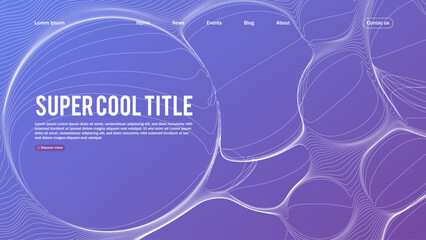 Poster - Landing page abstract design with dynamic line bubbles . Template for website or app.