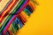 Mexican blanket stripes or serape create Cinco de Mayo background on yellow