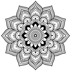 Exquisite Floral Mandala Coloring Pages: Intricate and Relaxing Flower Patterns for Mindful Art Therapy and Stress Relief - abstract mandala flower coloring book page design. black white