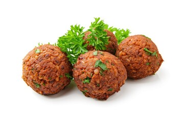 Poster - falafel ball photographed on white background