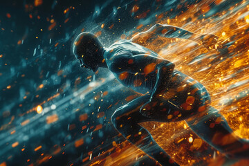 Poster - a slow-motion video of an athlete in action, highlighting the power and precision of human movement.