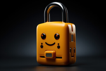 Aufkleber - a padlock with a smiley face, symbolizing friendly and approachable security measures. generative ai