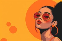 A Bold And Stylish Woman With Sunglasses And Red Lips Is Brought To Life In A Cartoon-like Illustration, Showcasing The Beauty And Power Of Human Expression Through Art