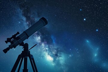Wall Mural - a high-tech modern telescope pointed towards a star-filled sky