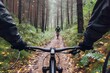 Thrilling mountain biking trail through dense woods and rocky terrain