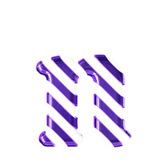 White symbol with thin purple diagonal straps. letter n