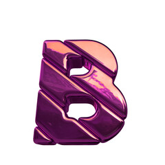 3d symbol made of purple diagonal blocks. letter b