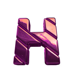 3d symbol made of purple diagonal blocks. letter h