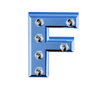 Blue ice symbol with bolts. letter f
