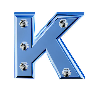 Blue ice symbol with bolts. letter k