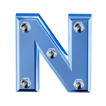Blue ice symbol with bolts. letter n