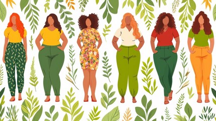 Poster - A group of women in different sizes and colors, AI