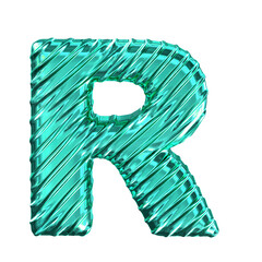 Ribbed turquoise symbol. letter r