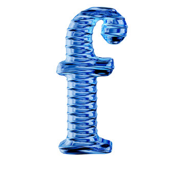 Fluted blue ice symbol. letter f