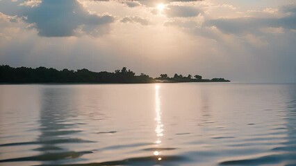 Poster - Closeup gentle breeze causing ripples waters surface, creating serene tranquil scene that evokes sense calm relaxation.