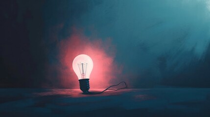 Poster - Light Bulb Positioned on Wooden Table Generative AI