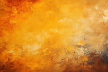 Poster - Abstract Painting of Yellow and Brown Colors on Vintage Paper Generative AI