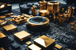 A collage illustrating the versatility of gold in industries, from electronics to medicine