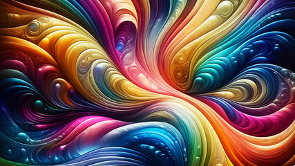 Wall Mural - abstract texture computer wallpaper and background with waves and curves in vivid colors. artistic p
