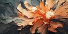 Digital Art Depicting Vibrant Orange Flower Petals Swirling On A Dark, Flowing Backdrop, Creating A Dramatic Contrast.