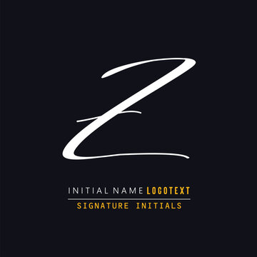 Z Letter Signature Logo - Initial Alphabet for Z - Hand Drawn Z Logo, Initial Letter As Logo, Hand Drawn Signature Logo	