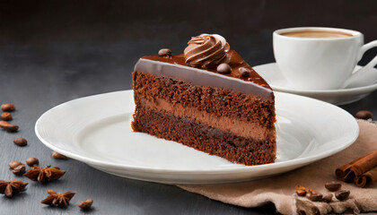 Canvas Print - chocolate cake with coffee