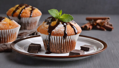 Wall Mural - muffins with chocolate chip