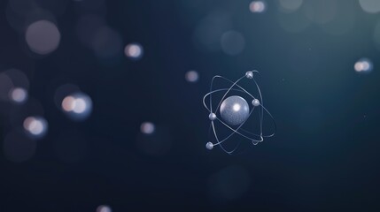 Wall Mural - atomic dance: subatomic realm, electrons, neutrons, and protons orbit a fixed nucleus in a model emp