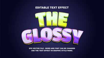 Editable Text Effect The Glossy 3D Vector Template