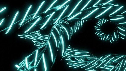 Aufkleber - Neon lines swirl in dark cyberspace. Design. Movement of neon lines on swirling spiral in dark. Glowing neon lines move in spirals
