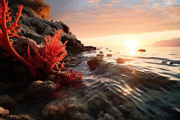 Wall Mural - Sunrise Serenity: Coral waking up to the first light of the day.
