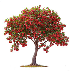 Wall Mural - Rowan Tree or red fruit and red flower tree transparent PNG 