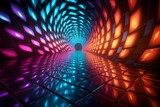 Fototapeta Do przedpokoju - 3d illustration of abstract background with neon lights. neon tunnel.
