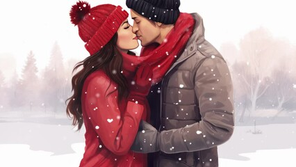 Wall Mural - Cold play. valentine love woman and man winter