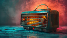 "Vintage And Chic Radio In A Broad Banner For Media Discussions Or Podcast Streamers Concepts With An Area For Text - Created Using Generative AI.