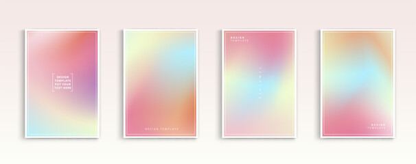 Poster - Pastel gradient backgrounds vector set. soft tender yellow, orange, pink, purple and blue colours abstract background for app, web design, webpages, banners, greeting cards. Vector design.