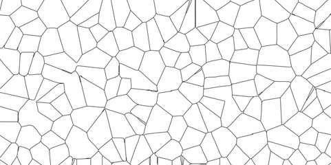 Poster - White color Broken Stained-Glass Background with black lines. Voronoi diagram background. Seamless pattern with 3d shapes vector Vintage Illustration background. Geometric Retro tiles pattern	
