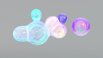 Aufkleber - Transforming liquid blobs in a metaball animation. 3D Abstract Colorful Metaballs in the Background. 4K Ultra-HD. A 3D animation that loops smoothly.