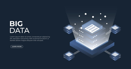 Big Data Isometric Technology Concept, templates for websites, banners, and landing pages.